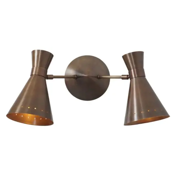 Double Shade Brass Articulated Arm Wall Lamp - Image 2