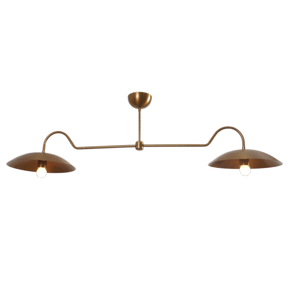 2 Disk Shade Brass Chandelier