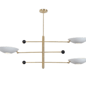 Four Curved Disk Shade Brass Pendant Light