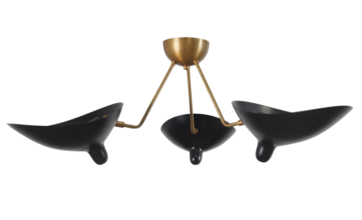 three-light-shade-semi-flush-mount-brass-ceiling-fixture