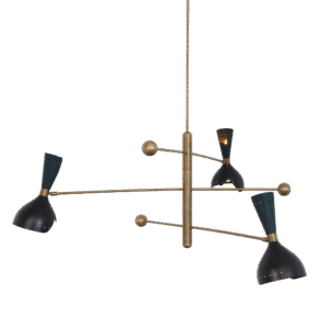 3 Shade Light Stilnovo Brass Chandelier Fixture