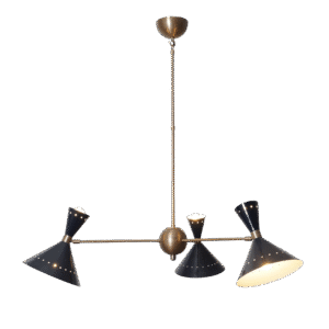 Three Cone Shade Light Brass Sputnik Chandelier