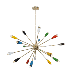 Eighteen Light Multi Color Sputnik Chandelier