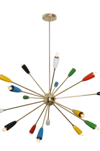 Eighteen Light Multi Color Sputnik Chandelier