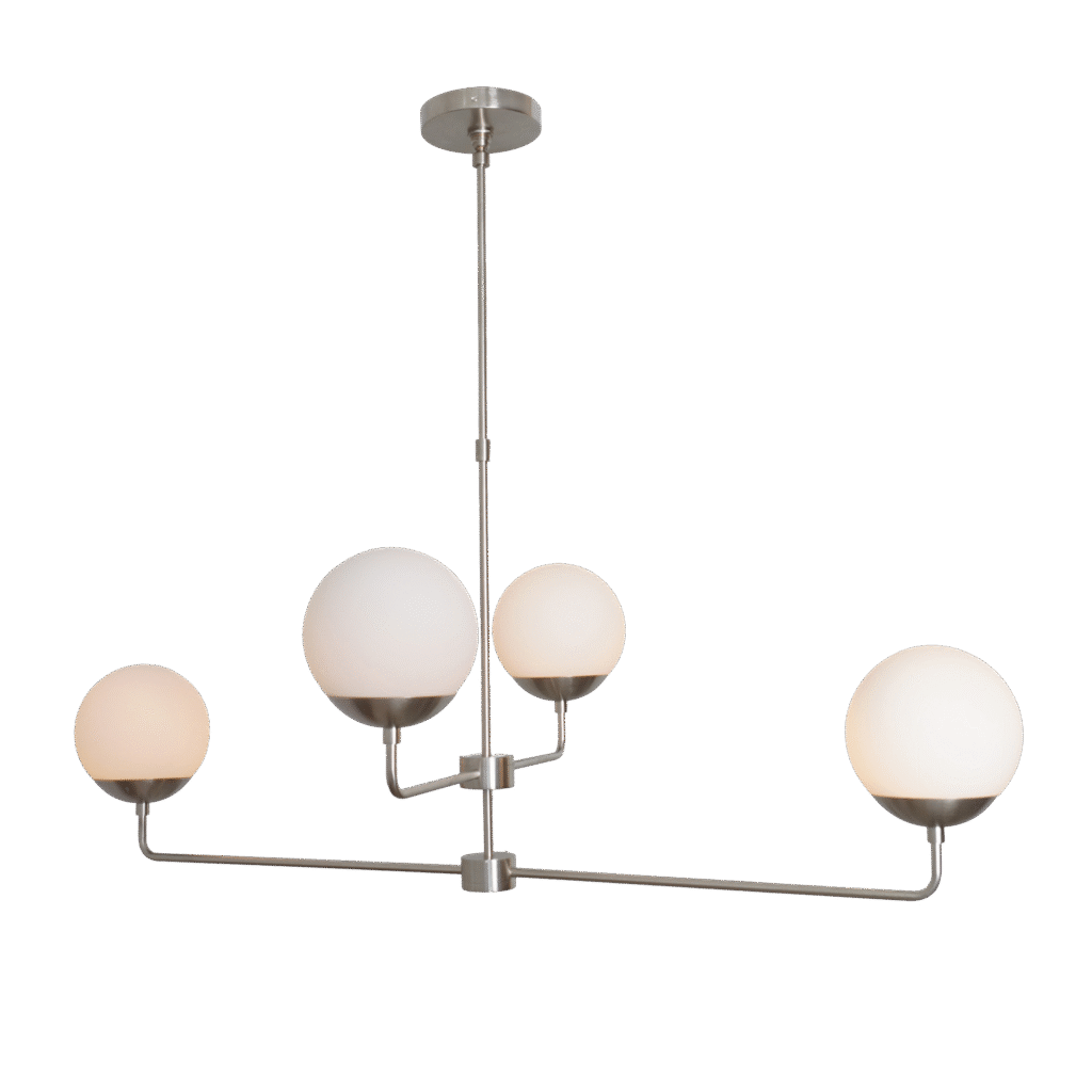 Four Glass Globe Shade Light Brass Sputnik Chandelier