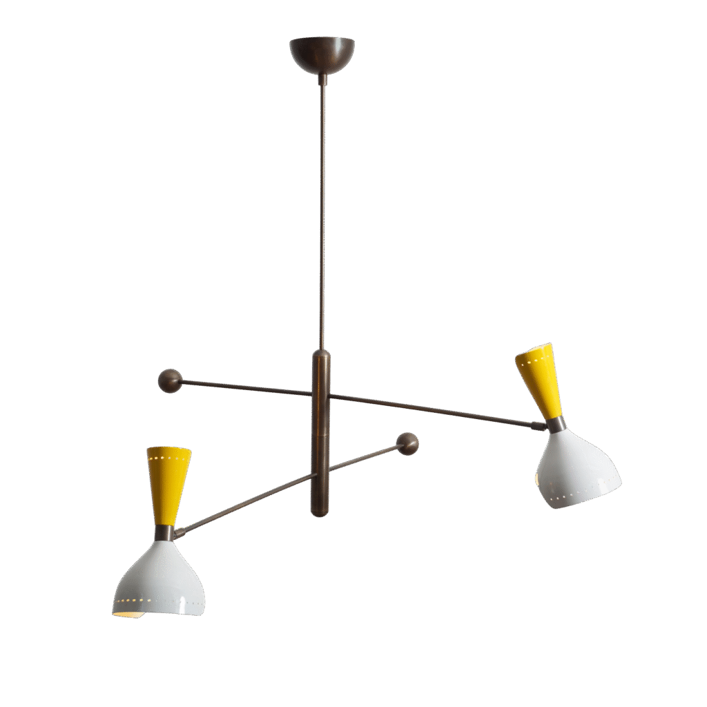 Two Light Shade Brass Pendant Light Fixture