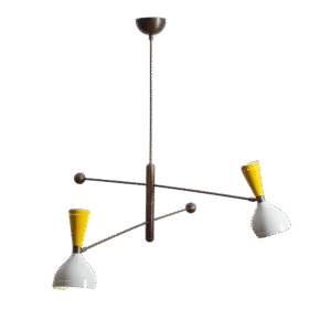 Two Light Shade Brass Pendant Light Fixture