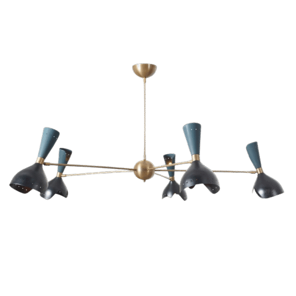 5 Arm Stilnovo Style Modern Brass Sputnik Chandelier