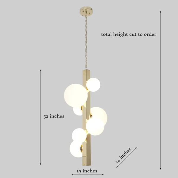 Hidson Brass 7 Globe Chandelier Pendant Light - Image 2