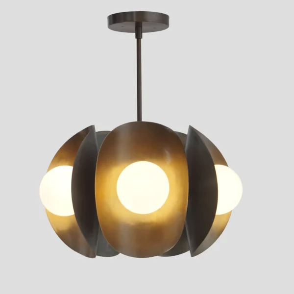 Five Globe Brass Sputnik Tuna Chandelier Light Fixture - Image 2