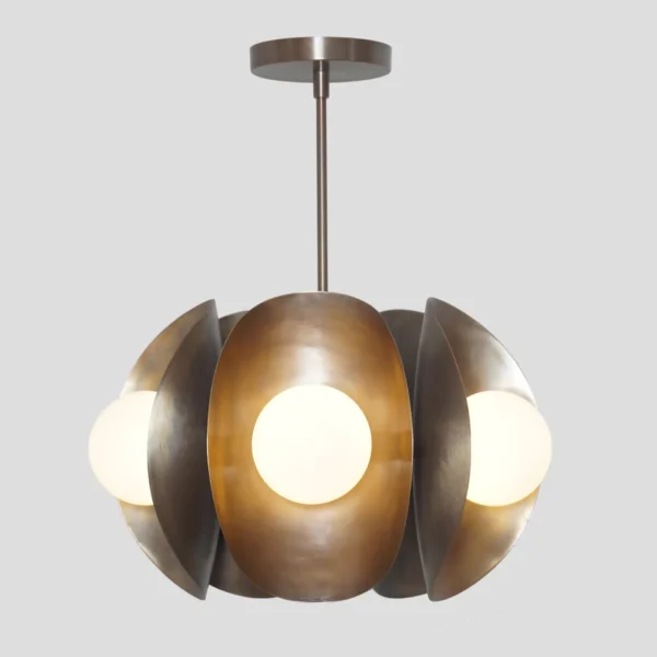 Five Globe Brass Sputnik Tuna Chandelier Light Fixture - Image 5