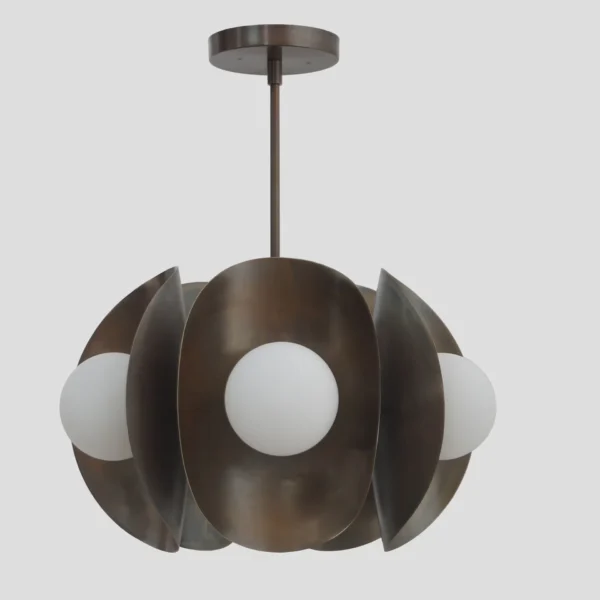 Five Globe Brass Sputnik Tuna Chandelier Light Fixture - Image 3