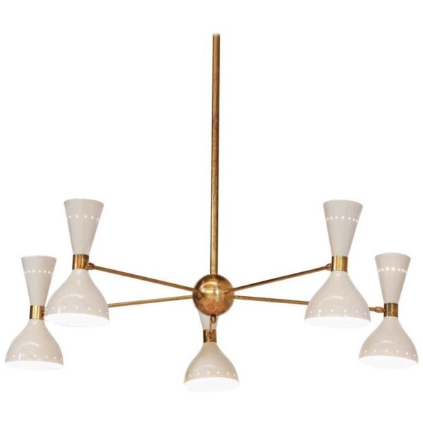 Sputnik Style 5 Arm Modern Brass Sputnik Chandelier