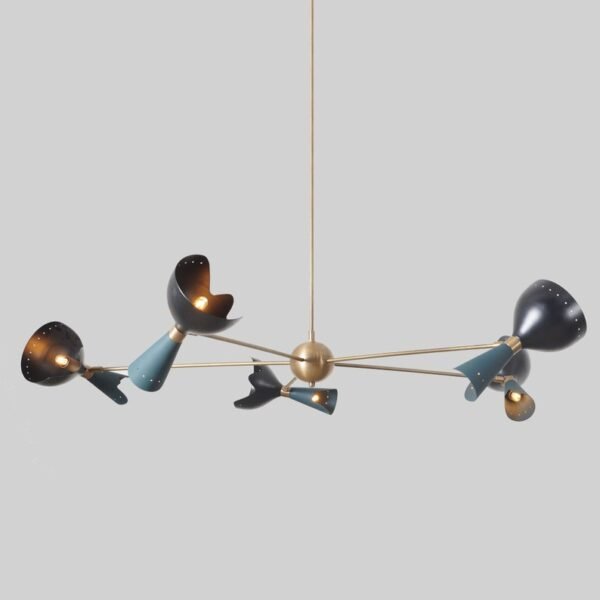 5 Arm Stilnovo Style Modern Brass Sputnik Chandelier - Image 2