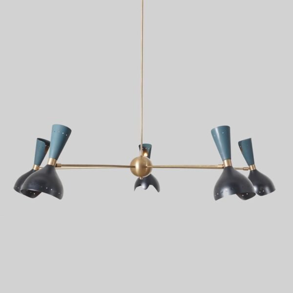 5 Arm Stilnovo Style Modern Brass Sputnik Chandelier - Image 3