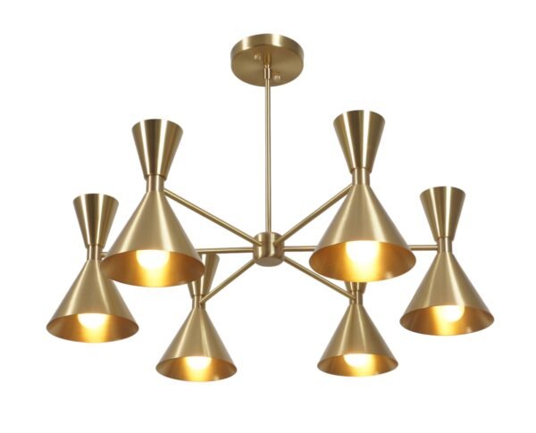 6 Cone modern brass sputnik chandelier - Image 4