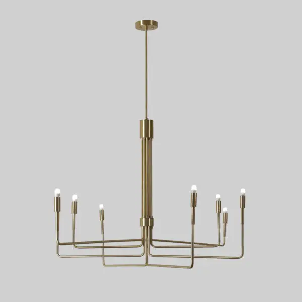 Eight Arm Light Brass Linear Sputnik Chandelier Light - Image 2