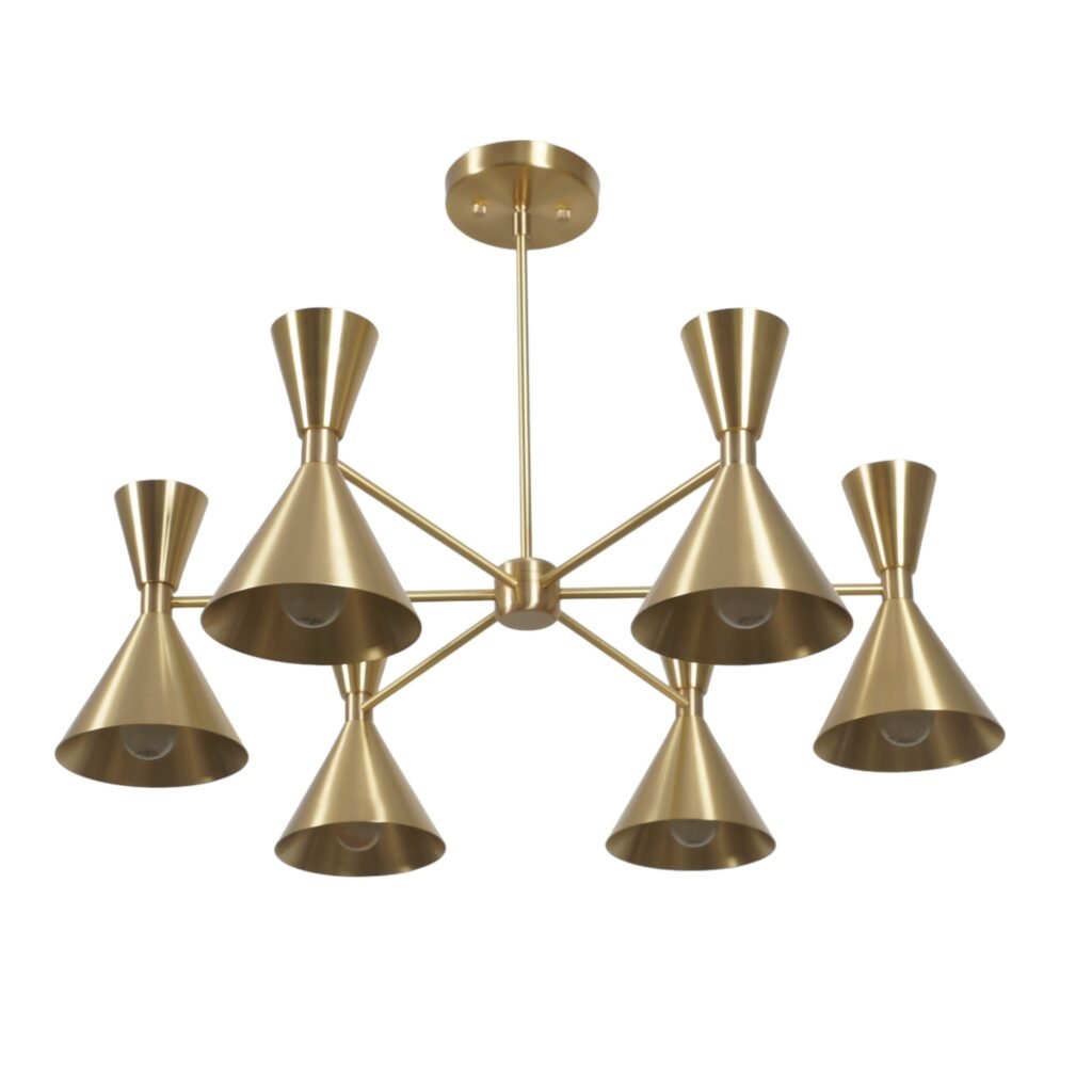 6 Cone modern brass sputnik chandelier