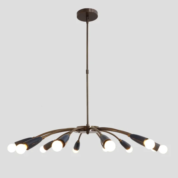 Twelve Light Brass Sputnik Chandelier - Image 2
