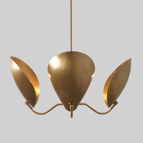 Light Curved Shades Pendant Mid Century Modern Raw Brass Sputnik chandelier - Image 2