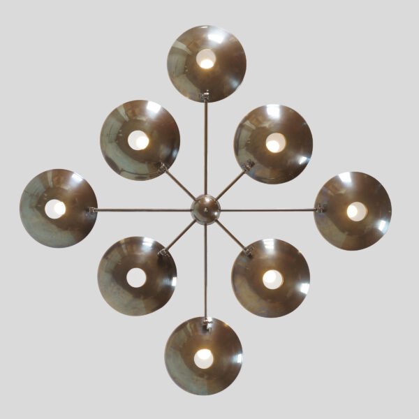 8 Pendant Mid Century Modern Raw Brass Sputnik chandelier - Image 3