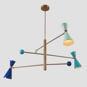 3 Light Pendant Mid Century Modern Raw Brass Sputnik chandelier
