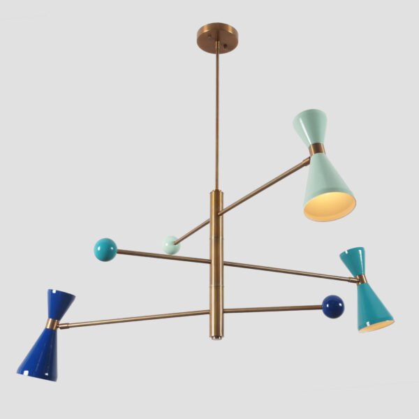 3 Light Pendant Mid Century Modern Raw Brass Sputnik chandelier light