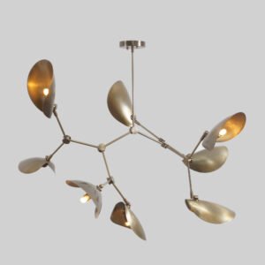Light Curved Pendant Mid Century Modern Raw Brass Sputnik chandelier light