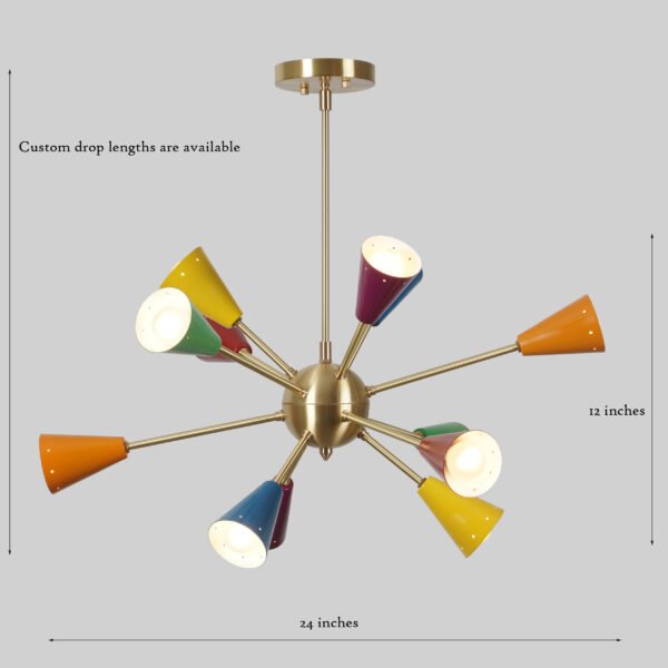 Stilnovo Style Light Mid Century Brushed Brass Sputnik chandelier light - Image 3