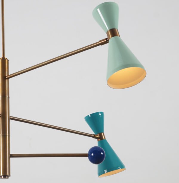 3 Light Pendant Mid Century Modern Raw Brass Sputnik chandelier light - Image 2
