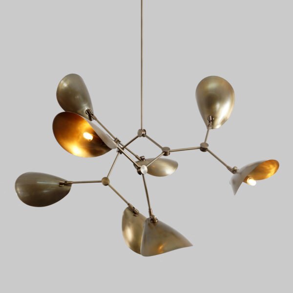Light Curved Pendant Mid Century Modern Raw Brass Sputnik chandelier light - Image 2