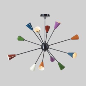 Stilnovo Style Light Mid Century Brushed Brass Sputnik chandelier light