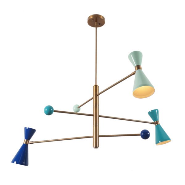 3 Light Pendant Mid Century Modern Raw Brass Sputnik chandelier light - Image 3