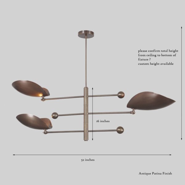Light Pendant Mid Century Modern Raw Brass Sputnik chandelier light - Image 3