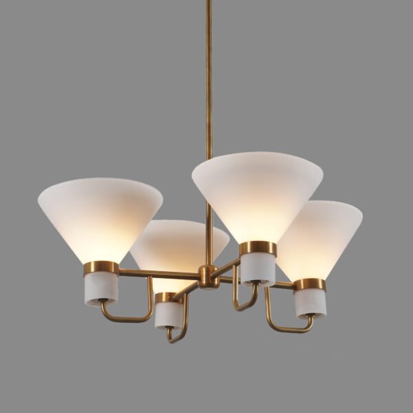 4 Light Pendant Mid Century Modern Raw Brass Sputnik chandelier - Image 2