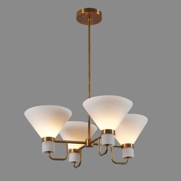 4 Light Pendant Mid Century Modern Raw Brass Sputnik chandelier - Image 3