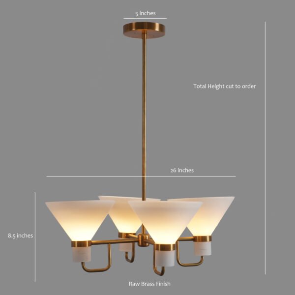 4 Light Pendant Mid Century Modern Raw Brass Sputnik chandelier - Image 4