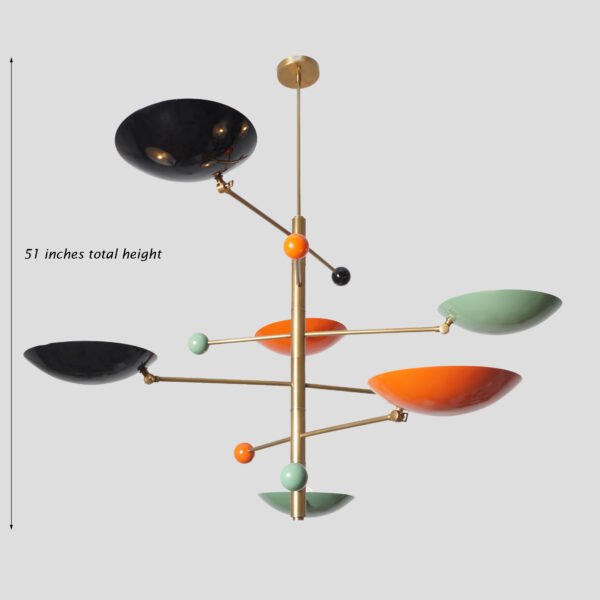 Light Pendant Mid Century Modern Raw Brass Sputnik chandelier - Image 2