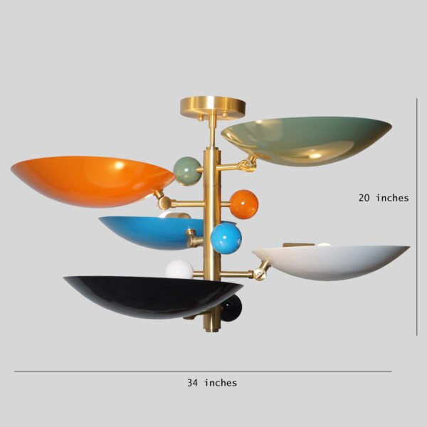 Modern Raw Brass Sputnik chandelier - Image 3