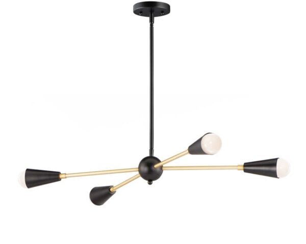 Light Wood Raw Brass Sputnik chandelier - Image 3