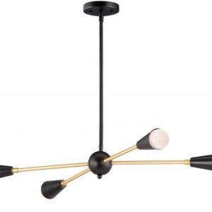 Light Wood Raw Brass Sputnik chandelier
