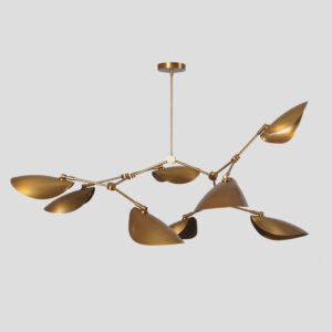 Light Curved Shades Pendant Mid Century Modern Raw Brass Sputnik chandelier light