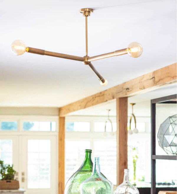 Stilnovo Glass Raw Brass chandelier - Image 3