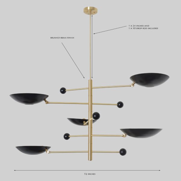 Light Pendant Mid Century Modern Raw Brass Sputnik chandelier