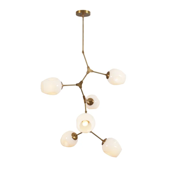 Six Vertical Globe Branching Bubble Chandelier