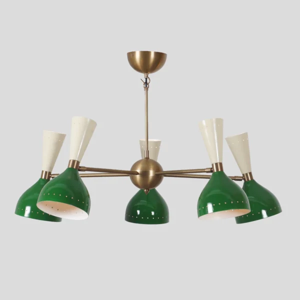 Diabolo 5 Arm Antique Brass Chandelier