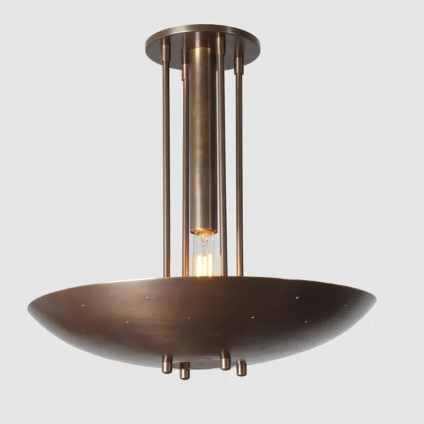 Aura Perforated Brass Semi Flush Mount Light​