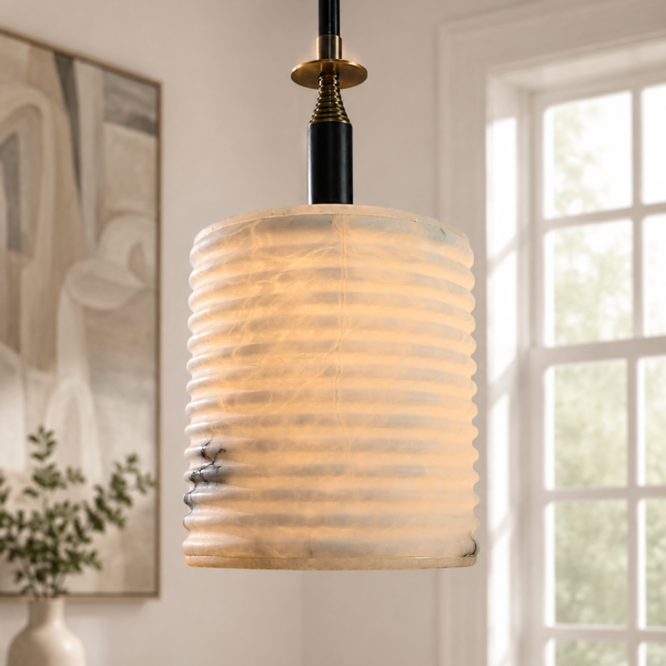 Lunara Groove Alabaster Pendant Light​