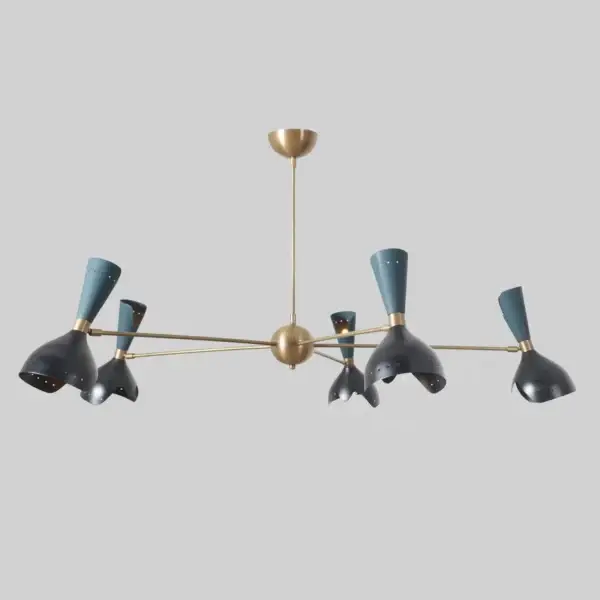 Pita Mid Century Modern Brass Chandelier