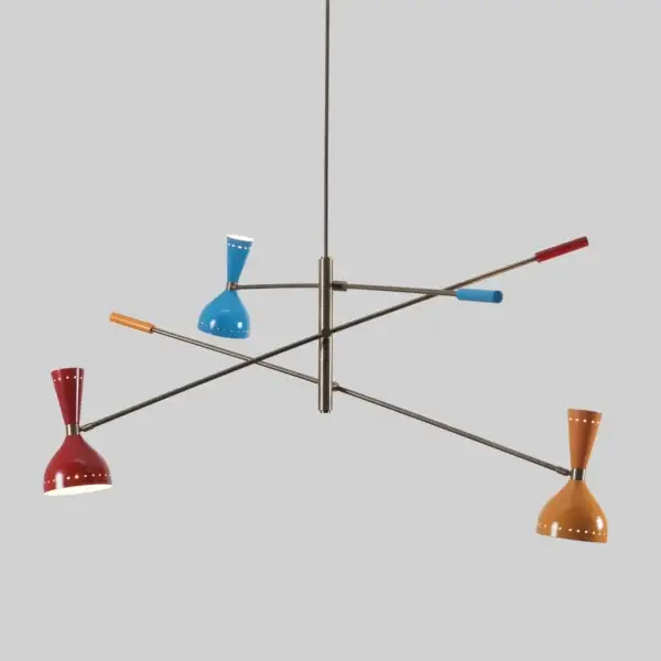 Triennale 3 Arms Mid Century Brass Chandelier​